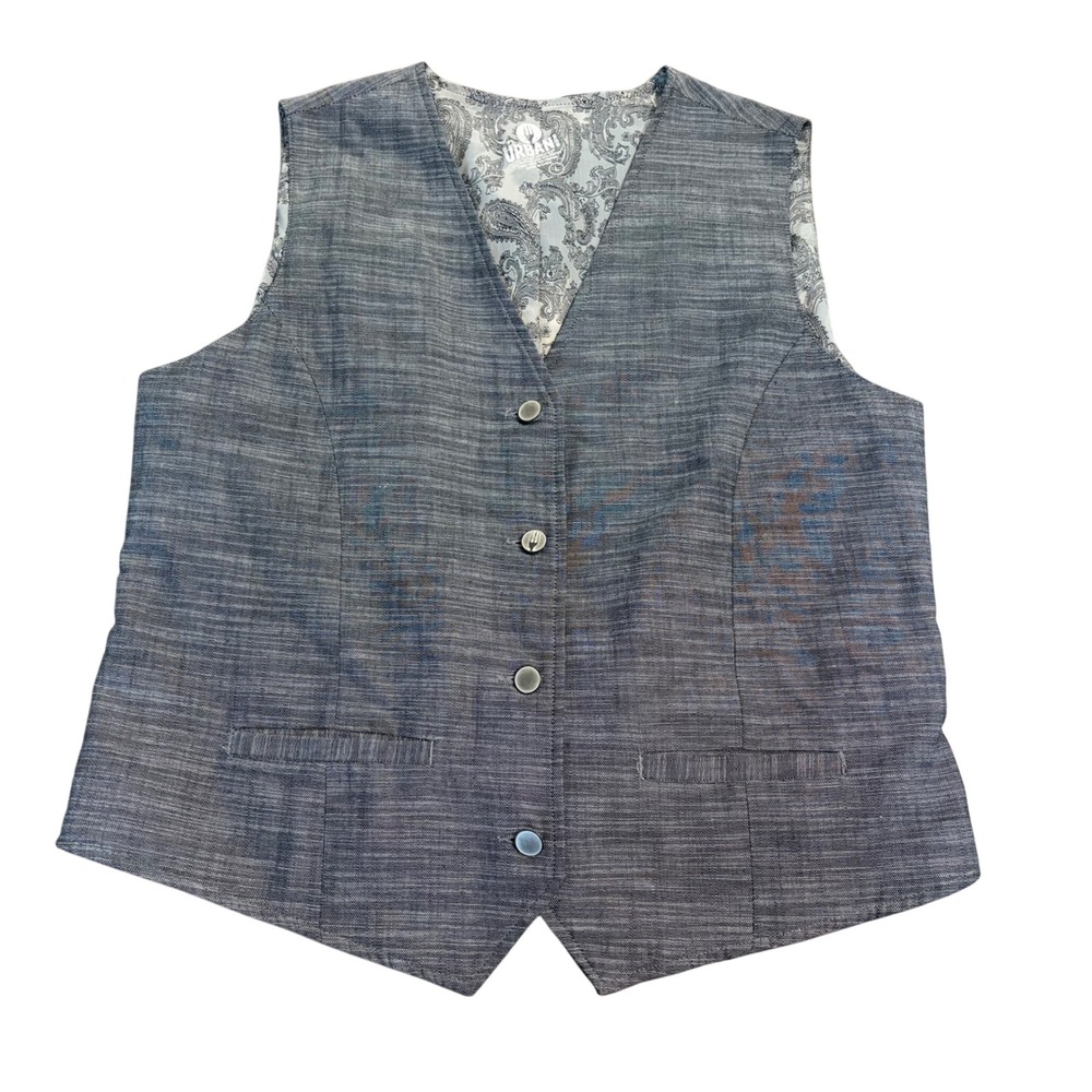 Chef Works Urban Collection Mens Grey Textured Paisley Lined Vest Size L UNV01W